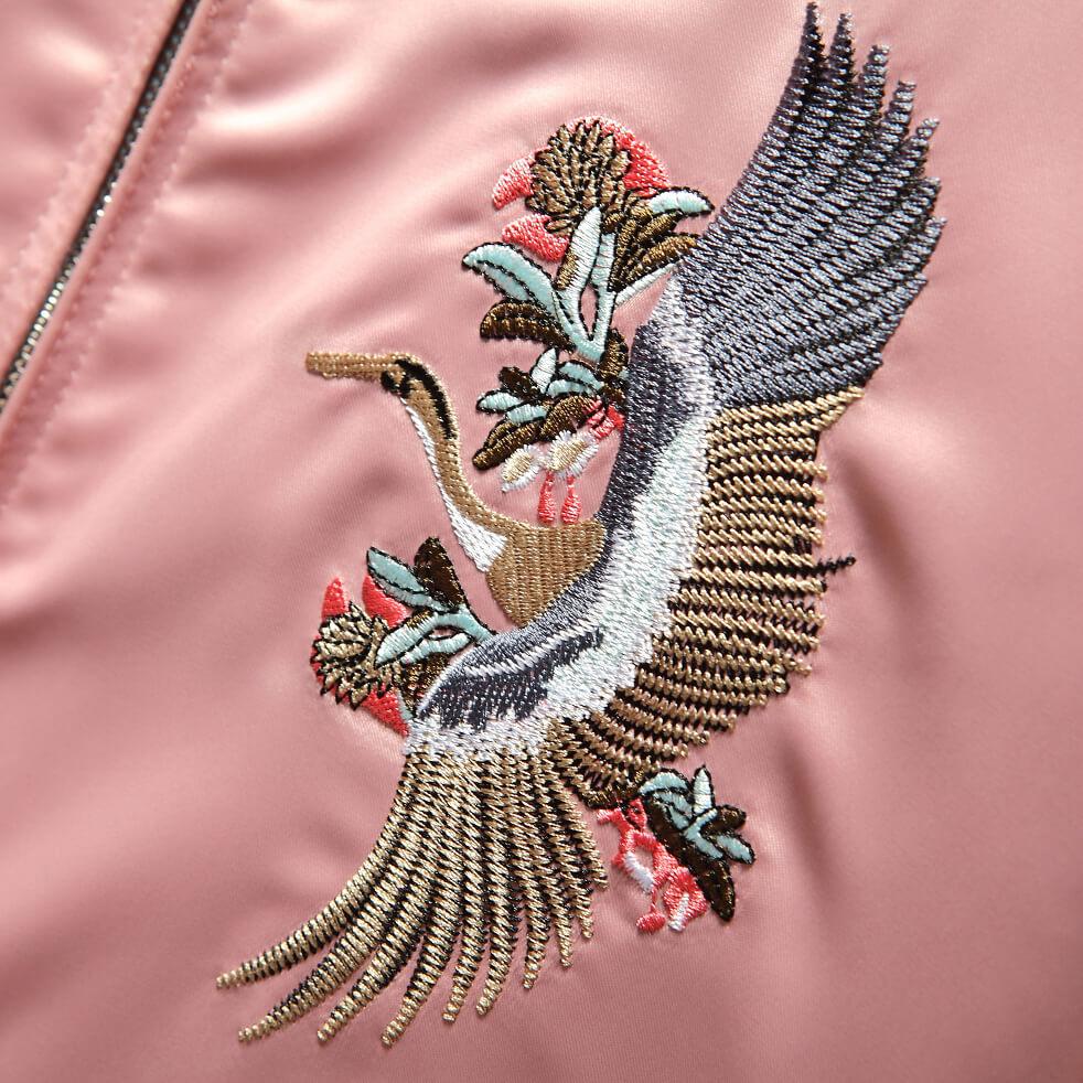 Reversible Mountain Tiger Souvenir Jacket - Dual Design Embroidered Bomber