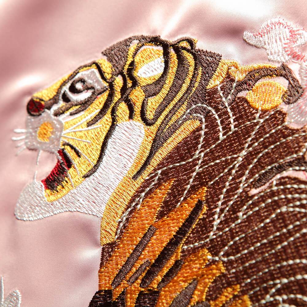 Reversible Mountain Tiger Souvenir Jacket - Dual Design Embroidered Bomber