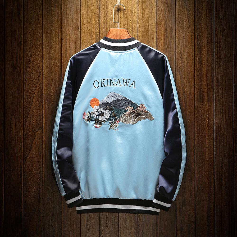 Reversible Mountain Tiger Souvenir Jacket - Dual Design Embroidered Bomber