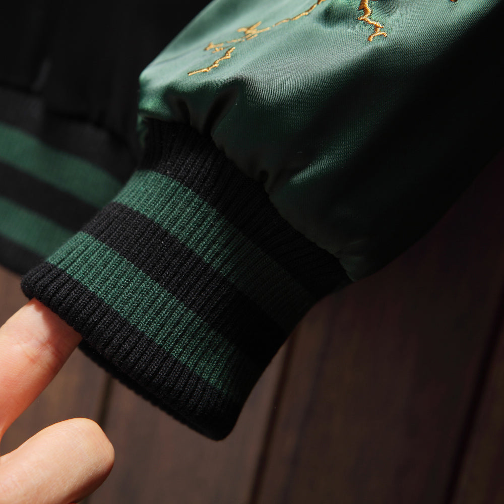 Premium Japanese Raijin Fujin Thunder God Embroidered Sukajan Souvenir Bomber Jacket