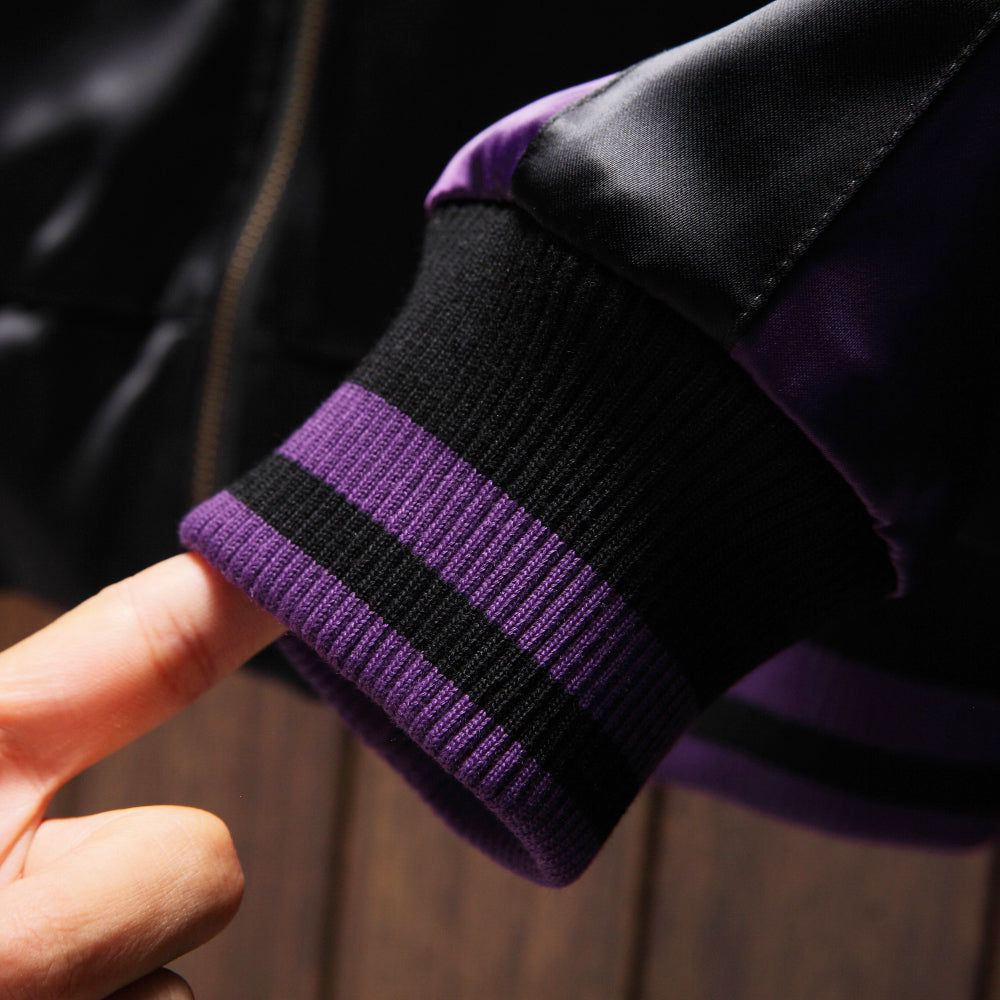 Violet Viper Sukajan Jacket - Premium Embroidered Japanese Satin Bomber