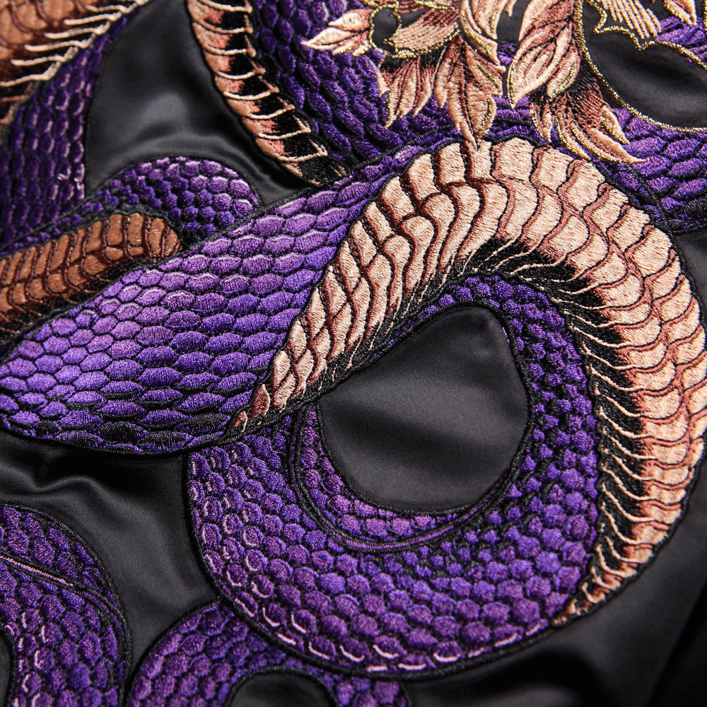 Violet Viper Sukajan Jacket - Premium Embroidered Japanese Satin Bomber