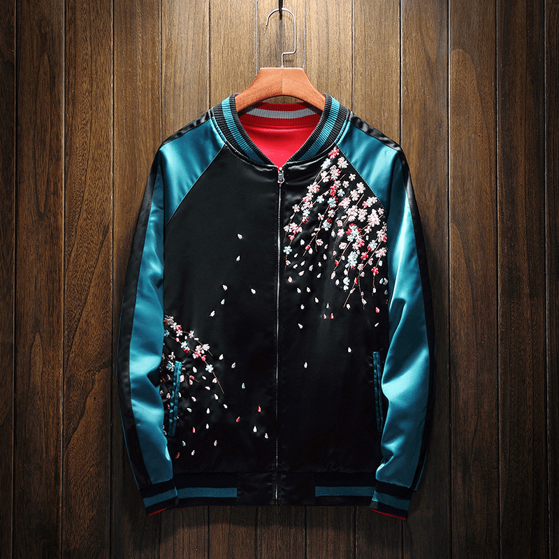 Reversible Japanese Koi Goldfish Sukajan Souvenir Jacket - Dual Design Embroidery